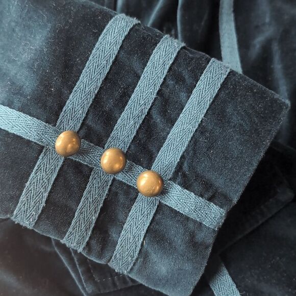 Together Cotton Velvet Military Blazer With Teal Trimming Size Golden Buttons - Picture 9 of 16